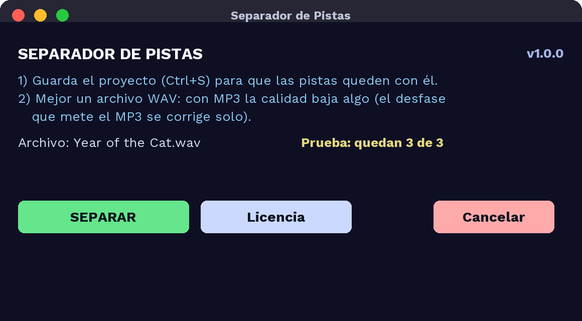 Ventana del Separador de Pistas dentro de REAPER